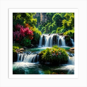 Waterfalls In The Forest Art Print