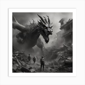 Black And White Dragon Art Print