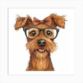 Dog In Glasses 18 Art Print