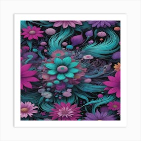 Psychedelic Flowers Art Print