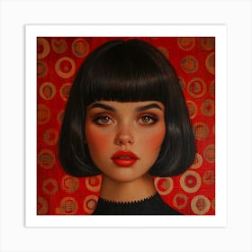 Girl With Red Lips Art Print