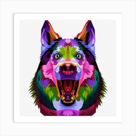 Colorful Husky Dog Art Graphic Art Print