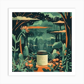 Jar In The Forest Art Print