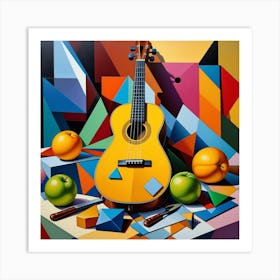 Ukelele Cubism Style Art Print