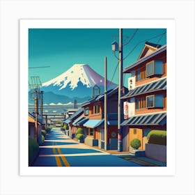 Street In Suburban Japan With Blue Sky View Pa Art Print