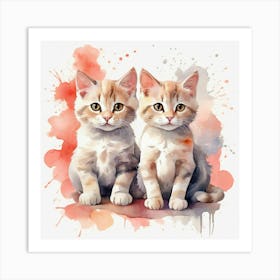 Watercolor Kittens Art Print