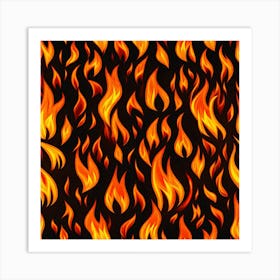 Flames On Black Background 34 Art Print