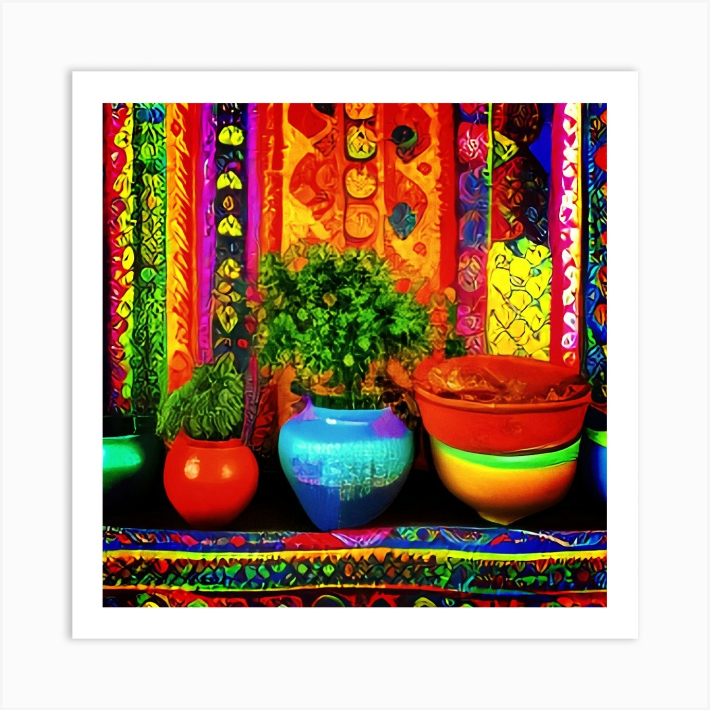 Mexican Folk Art Colorful Flower Tree Wall Decal Playroom Wall