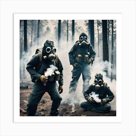 Gas Masks In The Forest 5 Art Print