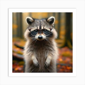 "The Wise Raccoon of the Autumn Forest Art Print