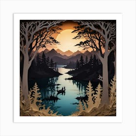 Sunset In The Woods Art Print