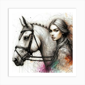 Girl With A Horse Art Print