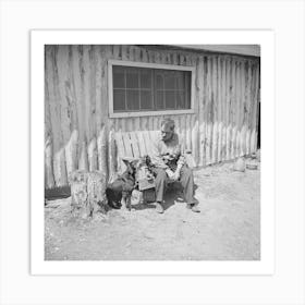 Black Aleck Dickinson And His Dog Snoop, Dickinson Is A Single Shacker In Iron County, Michigan By Russell Lee Art Print