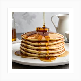 Maple Syrup Pouring Over Pancakes 1 Art Print