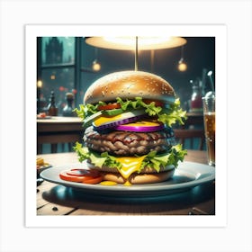 Burger On A Plate 85 Art Print