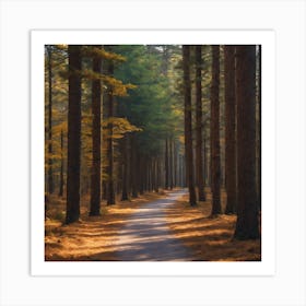 Endless path in woods  Art Print
