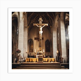 Crucifix In A Church Art Print