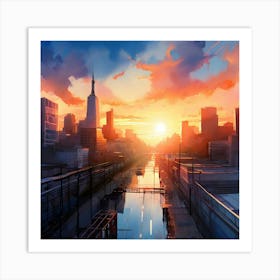 Sunset Cityscape Art Print