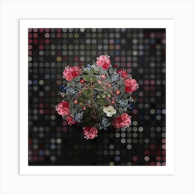 Vintage Caper Plant Flower Wreath on Dot Bokeh Pattern n.0782 Art Print