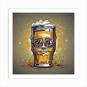 Beer Glass With A Mustache Art Print