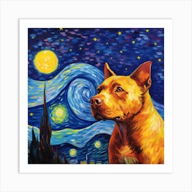 Starry Night Pit Bull 2 Art Print