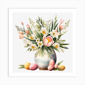 Easter Flowers In A Vase 4 Art Print