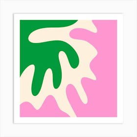 Abstract modern shapes pink and green Art Print