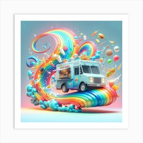 Rainbow Ice Cream Truck Art Print