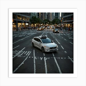 Self - Driving Car In New York City Art Print