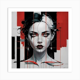 Portrait Of Abstract Woman Painting Art Print