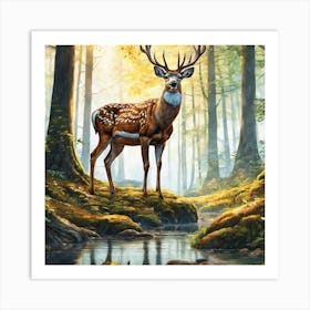 Deer In The Forest 137 Art Print