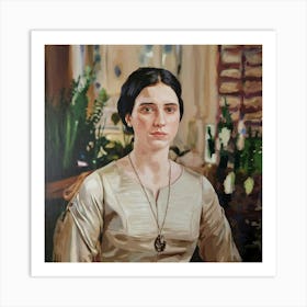 A Portrait Art Of A Woman With Dark Hair Wearing A Art Print