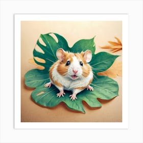 Hamster On Leaf 2 Art Print