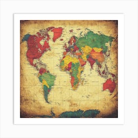 World Map Art 9 Art Print