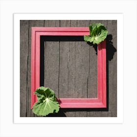 Red Frame With Green Leaves Art Print