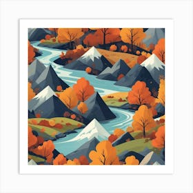 Graphic Design Autumn Peaks Art 2 Art Print