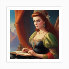 Princess Reading A Book 1 Art Print