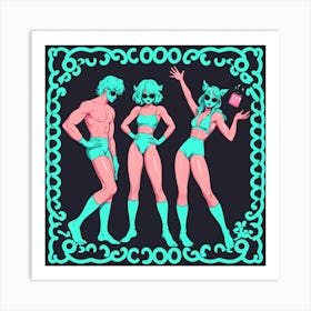 Three Girls In Bikinis 7 Art Print