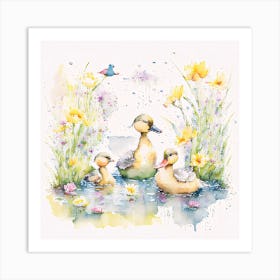 Ducks In The Pond Art Print