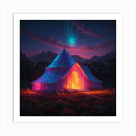 Tent In The Night Art Print