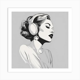 Woman Listening To Music 1 Art Print