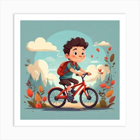 Boy Riding A Bike 1 Art Print