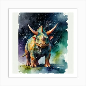 Default Watercolour Space Dinosaur Triceratops Art Print 3 Art Print