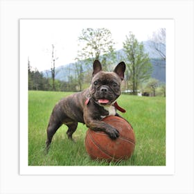 French Bulldog Playing Basketball Art Print