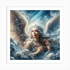 Angel Beauty In Cloud Abstraction Color Drawing Art Print