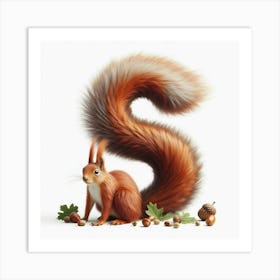 Funny Alpabet - S (Squirrel) Art Print