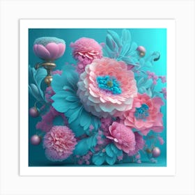 3d Flower Arrangement Art Print