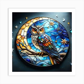 Stained Glass Owl Art Print
