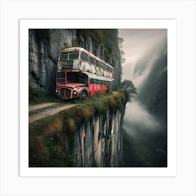 Bus On The Edge Of A Cliff Art Print