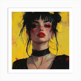 Woman With Black Hair Art Print